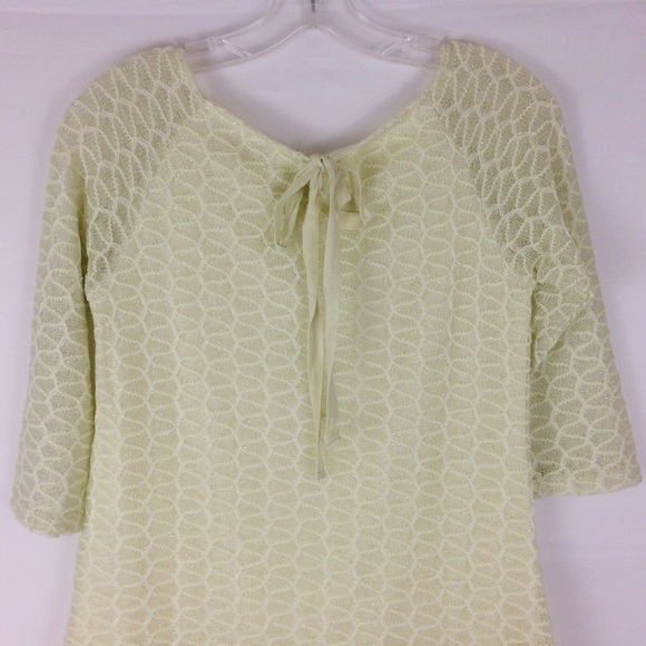 Anthropologie A'REVE Shirt Small Yellow Lace Hem - Picture 5 of 7